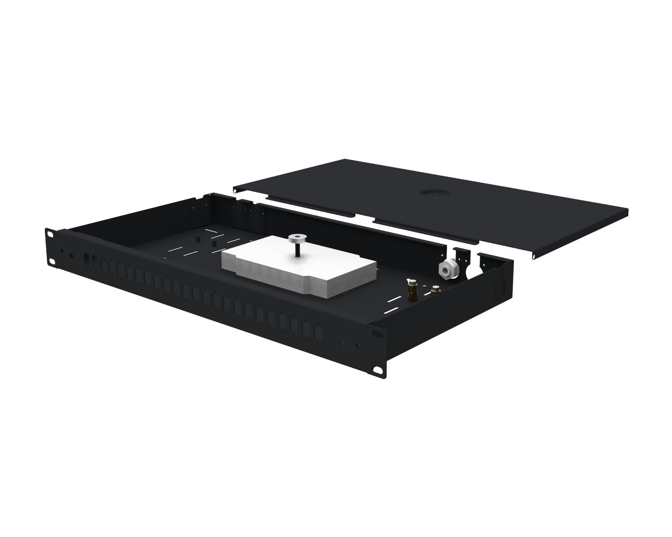 Fiber optic patch panels - solid: PSS-19"-240-1U-12-SCD-0K3-S-R9005